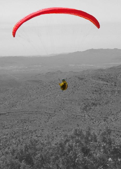 Paraglider Pilot Flying in Nevada