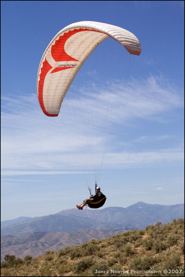 Paraglider Pilot Launching at Chelan